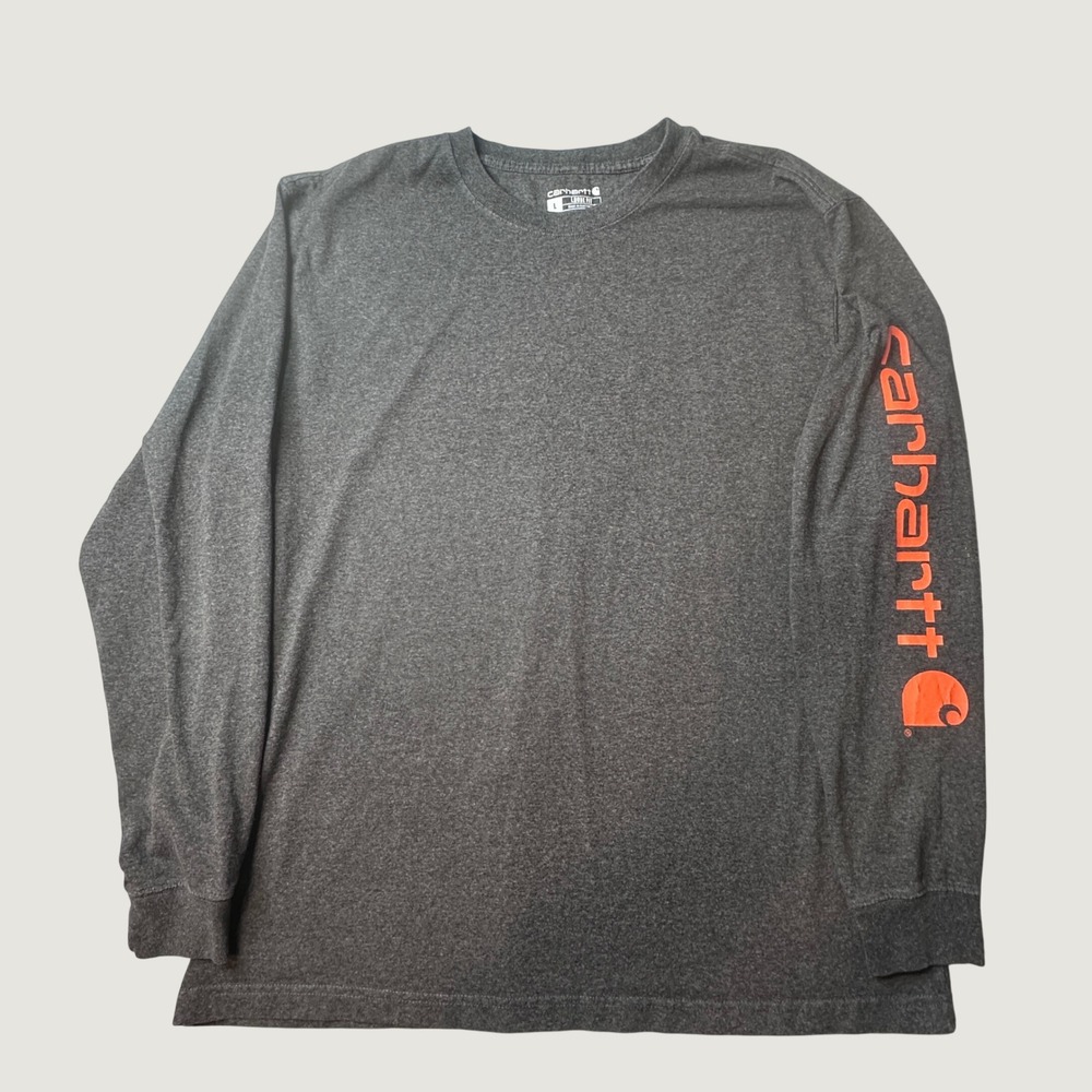 Carhartt T-Shirt Mens L Loose Fit K231 CRH Charcoal Sleeve Logo Graphic